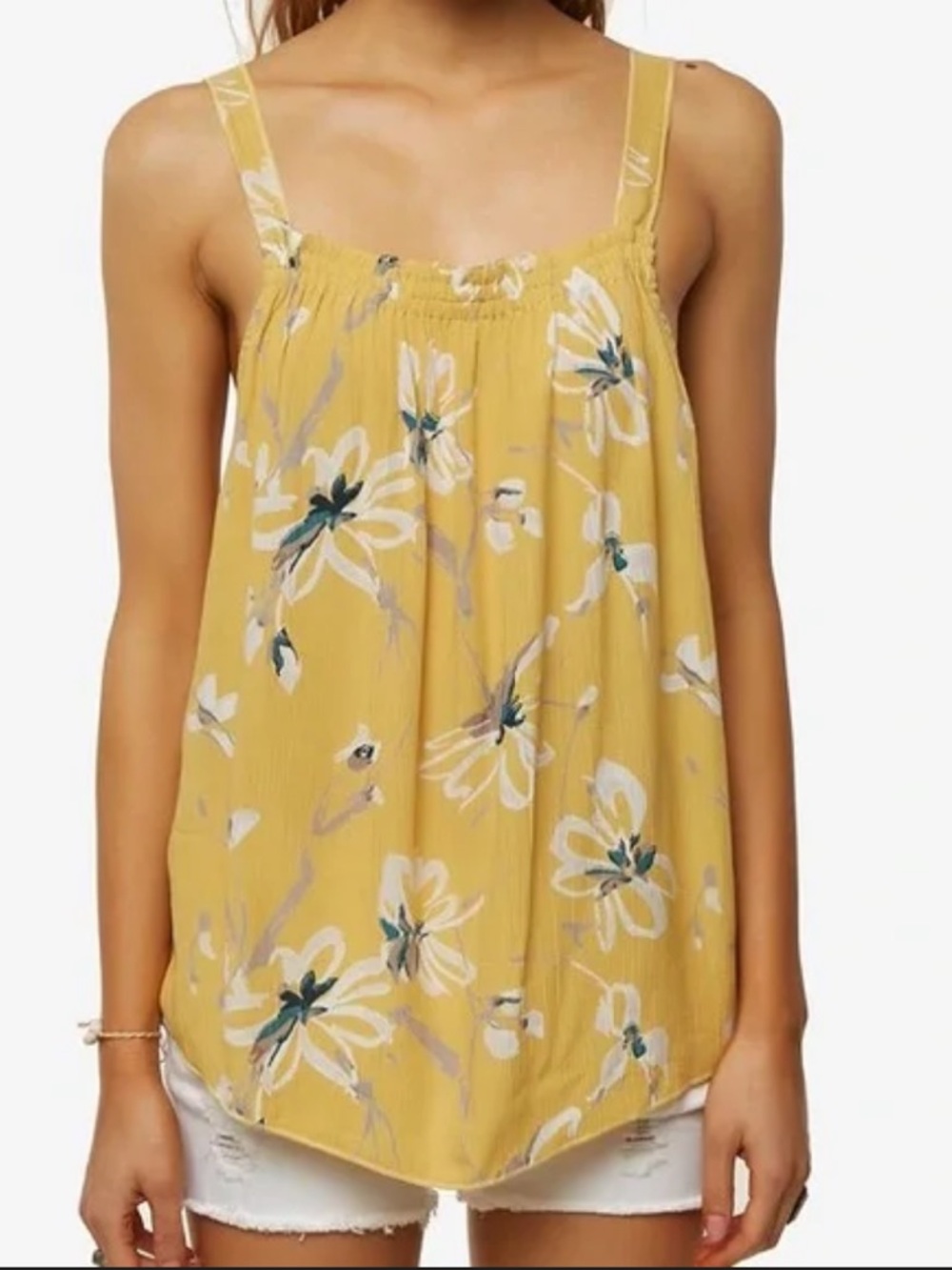 NWT O'Neill Yellow Floral Spaghetti-Strap Camisole Size XS